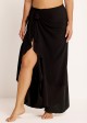 Curvy Black Side Slits Sarong Beachwear Cover Ups Dress
