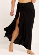 Curvy Black Side Slits Sarong Beachwear Cover Ups Dress