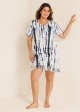 V-Neck Slit Fringe Trim Tunic Cover Up