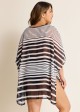 Black And White Striped Batwing Sleeve Cover Up Dress