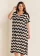 Black And White Geometric Slit Hem Cutout Swimsuit Cover Up