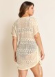 Beige V Neck Cut Out Drawstring Swim Cover Up
