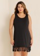Black Round Neck Sleeveless Tassel Cover Up