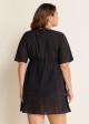 Black Fashionable Plus Size Hollow Out Short Sleeve Cover Up