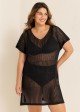 Black Plus Size Simple Side Slit Cover Up