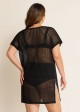 Black Plus Size Simple Side Slit Cover Up
