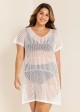 White Plus Size Simple Side Slit Cover Up