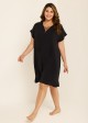 Black Lace Up Neckline Short Sleeves Plus Size Bathing Suit Cover Ups Dress