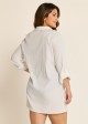 Plus Size White Button Front Collar Beachwear Cover Ups Blouse Dress