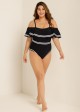 Plus Size Off Shoulder Ruffles Women One Piece Swimsuit
