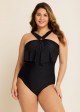 Black Square Cut Hardware One Piece Swimsuit