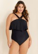 Black Square Cut Hardware One Piece Swimsuit