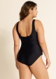 Black V Neck Ruched Cut One Piece Swimsuit