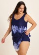 Navy White Floral Flattering Wide Straps Pocket Plus Size Swimsuit One Piece Swim Romper
