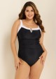 Plus Size Black And White Color Block 1 Piece Bathing Suits One Piece Swimsuit