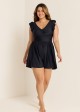 Plus Size Black Twisted Front Ruffled One Piece Swimsuit Swim Romper