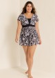 Black Floral Vintage Curvy Swimwear Bathing Suits Swimdress Top