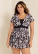 Black Floral Vintage Curvy Swimwear Bathing Suits Swimdress Top