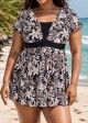 Black Floral Vintage Curvy Swimwear Bathing Suits Swimdress Top