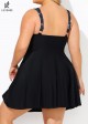 Elegant Floral Twisted Front Adjustable Lady Flowy One Piece Swimdress