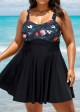 Elegant Floral Twisted Front Adjustable Lady Flowy One Piece Swimdress
