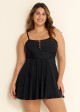 Black Crisscross Detailing Flowy Swimdress Top