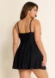 Black Crisscross Detailing Flowy Swimdress Top