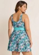 Charming Plus Size Green Tropical Floral Knot Front One Piece Swimdress