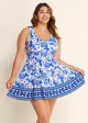 White Floral Modest Curvy Swimsuit And Swimwear Swimdress Set