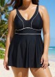 Black Contrast Trim Adjustable Straps One Piece Swimdress