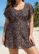 Plus Size Casual Women's Ditsy Floral Print One Piece Swimsuit