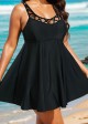 Plus Size Black Fashionable Hollow Swimdress Top
