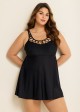 Plus Size Black Fashionable Hollow Swimdress Top