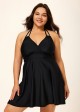 Double Straps Halter Neck V Neck Modest Plus Size Fashion Swimdress Top