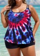 Stylish Colorful Tie Dye Adjustable Double Straps Tankini Top