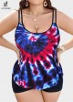Stylish Colorful Tie Dye Adjustable Double Straps Tankini Top