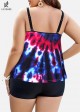 Stylish Colorful Tie Dye Adjustable Double Straps Tankini Top