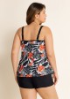 Plus Size Tropical Print Double Straps Tankini Top