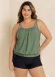 Plus Size Striped Faux Layer Adjustable Tankini Top