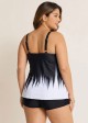 Black And White Ombre Twisted Front Adjustable Tankini Top