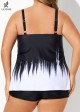 Black And White Ombre Twisted Front Adjustable Tankini Top