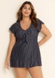 Deep V-neckline Tie Front Women Tankini Top