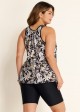 Black Floral Loose Fit Plus Size Women Tankini Top