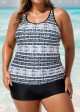 Plus Size Vintage Round Neck Crossback Tankini Top