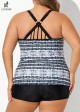 Plus Size Vintage Round Neck Crossback Tankini Top