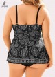Plus Size Stylish Black Print Women Tankini Set