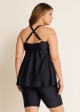 Fashionable Black Square Neck Flowy Plus Size Modest Women's Tankini Swimsuit Top