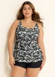 Plus Size Camo Scoop Neck Adjustable Straps Women Tankini Set