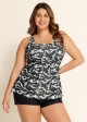 Plus Size Camo Scoop Neck Adjustable Straps Women Tankini Set