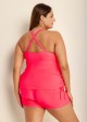 Drawstring Stylish Pink Twisted Front Women Tankini Set